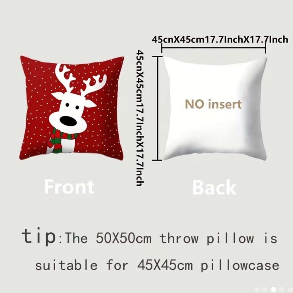 4pcs, Christmas Throw Pillow Covers, Without Pillow Core (45cmX45cm/ 17.7" X17") - Picture 4 of 5